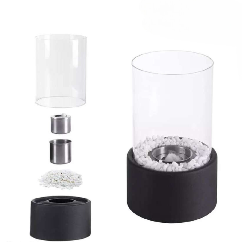 Classic Oil Lamp with Open Flame - Lumora-Black-Medium-The Livary