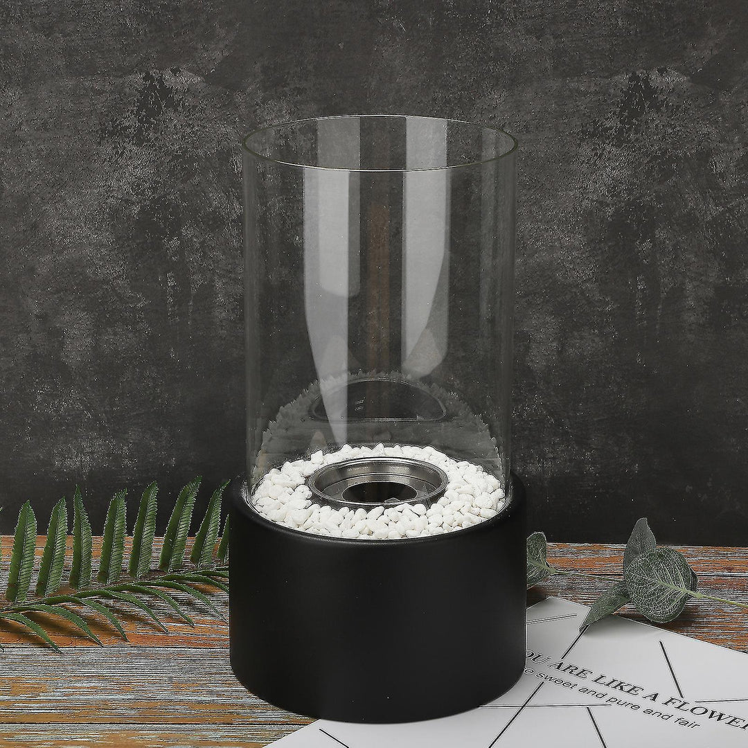 Classic Oil Lamp with Open Flame - Lumora-Black-Medium-The Livary