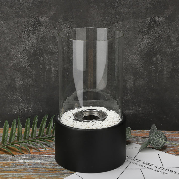Classic Oil Lamp with Open Flame - Lumora-Black-Medium-The Livary