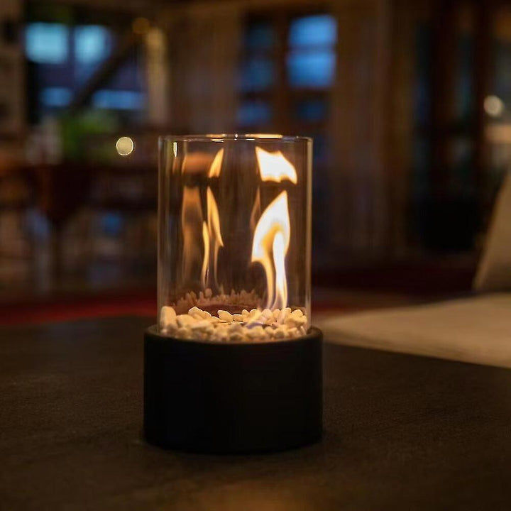 Classic Oil Lamp with Open Flame - Lumora-Black-Medium-The Livary