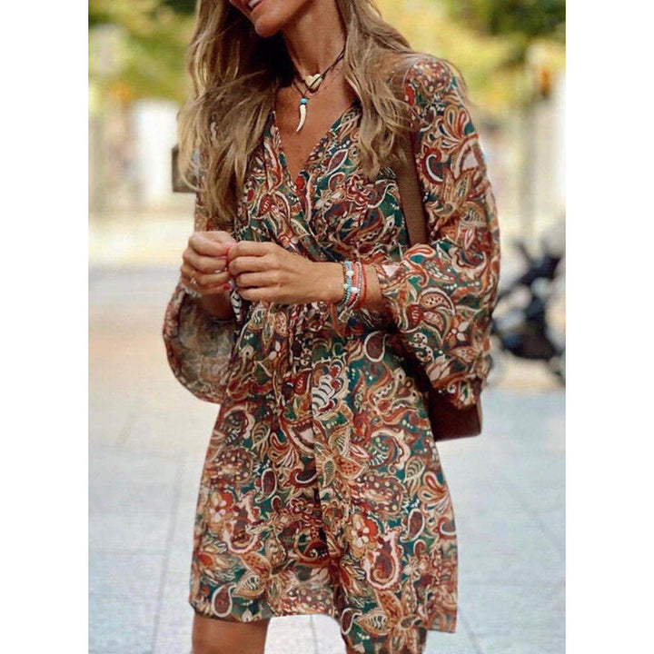 Light summer midi dress with a fitted silhouette - Elina-Brown-S-The Livary