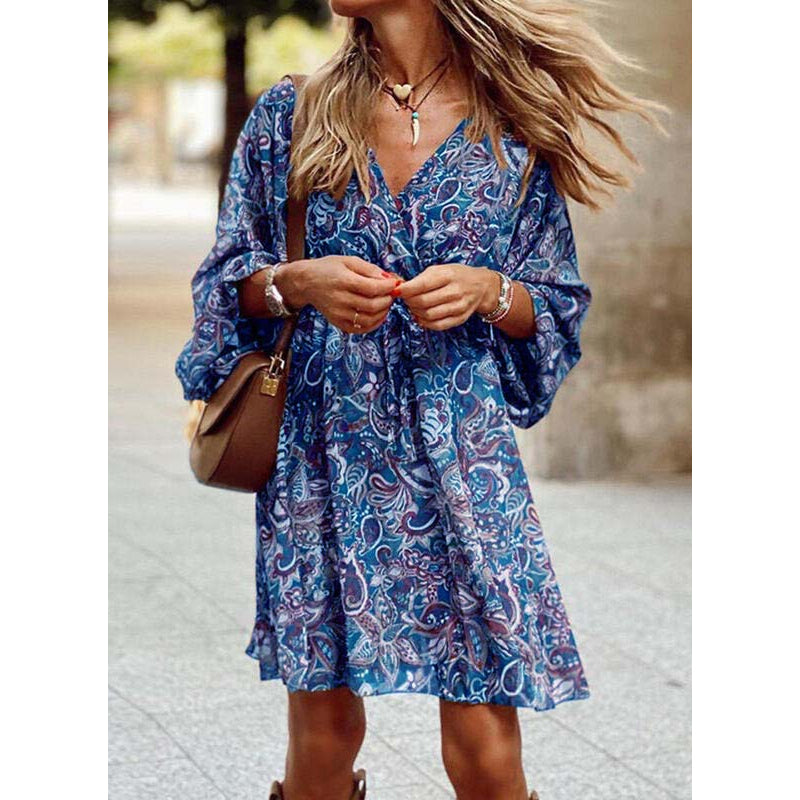 Light summer midi dress with a fitted silhouette - Elina-Blue-S-The Livary