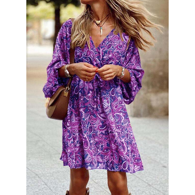Light summer midi dress with a fitted silhouette - Elina-Purple-S-The Livary