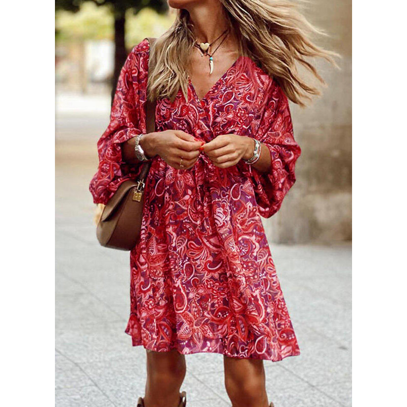 Light summer midi dress with a fitted silhouette - Elina-Red-S-The Livary