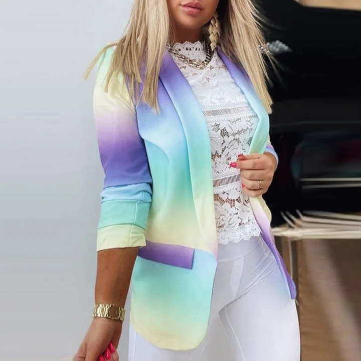 Ladies' blazer with a shawl collar and print - Bella-Purple-blue-S-The Livary