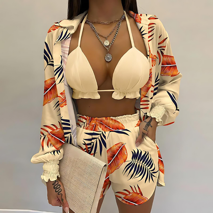 Stylish 3-piece summer outfit for the beach and pool - TropenGlow-Apricot-Banana-S-The Livary