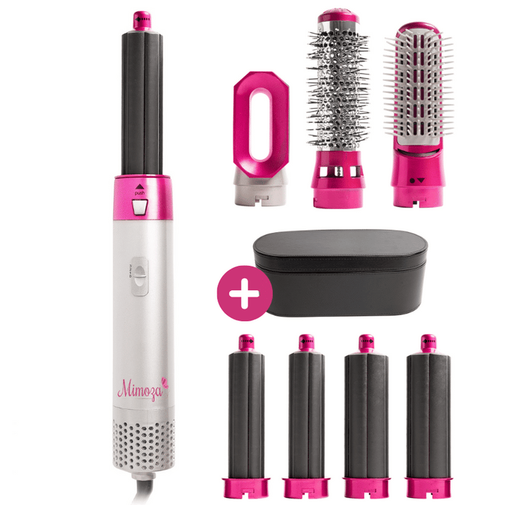 7-in-1 Hair Dryer Brush & Airstyler – Lyra-Pink-Leather storage case-The Livary
