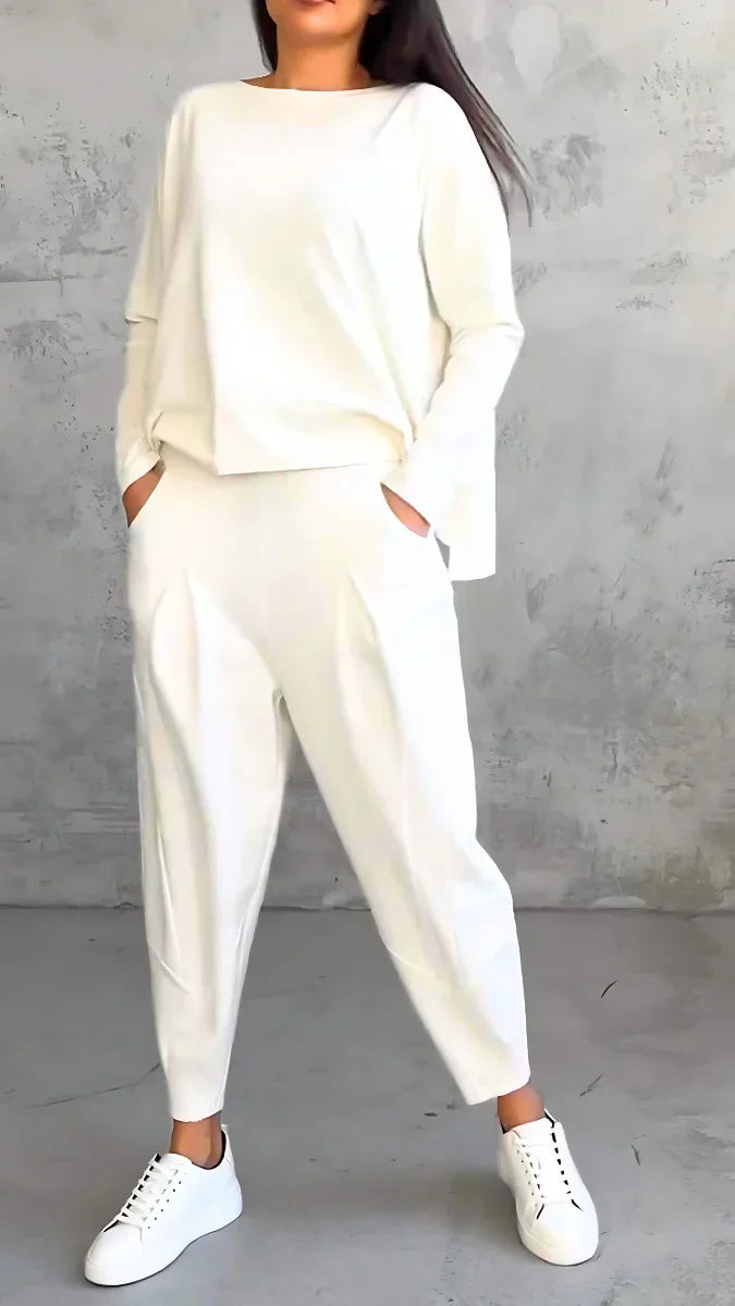 Trendy Casual Women's Clothing Set - Brooklyn-White-S-The Livary