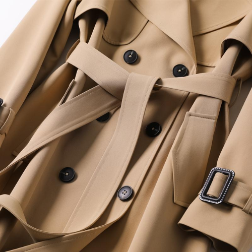 Elegant women's trench coat with double buttons – Celina-Khaki-S-The Livary
