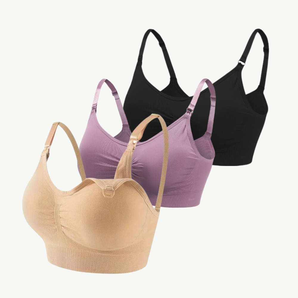 Comfortable Nursing Bra (Set of 3) – NurtureFit-Black Beige Pink-M-The Livary