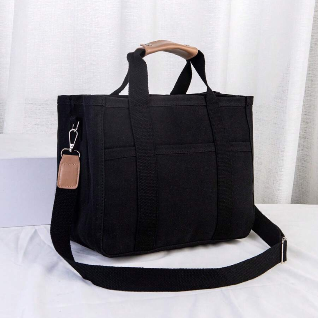Canvas Tote Bag - UrbanGrace-Black-The Livary