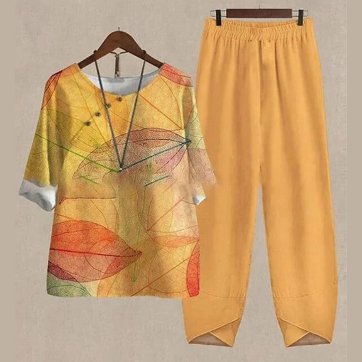 Trendy 2-Piece Spring and Summer Set - LenaDuo-Orange-S-The Livary
