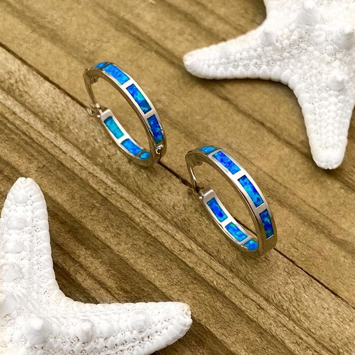 Luxury Silver and Opal Ocean Earrings - Mareva-The Livary