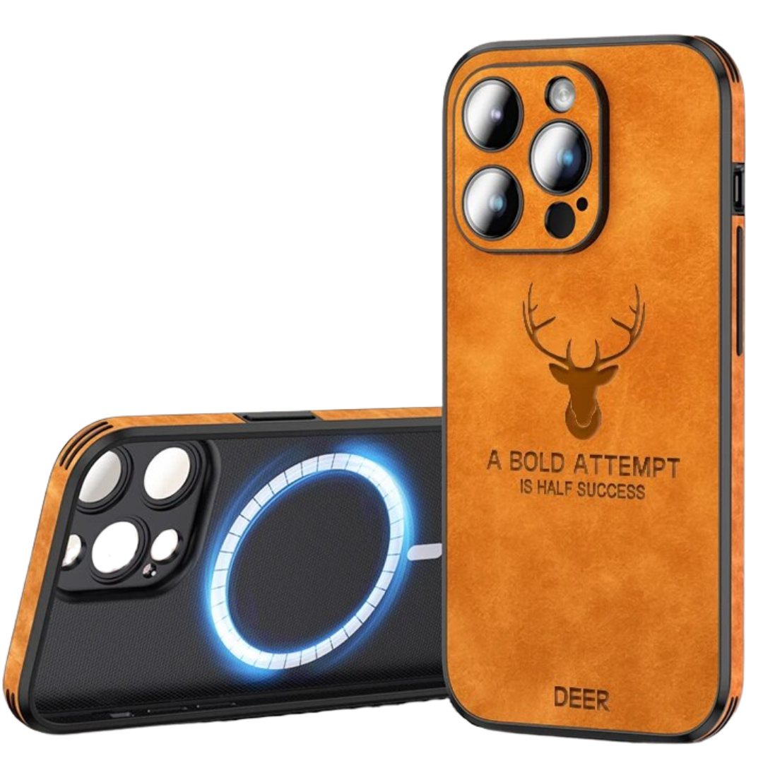 Luxury Deer Leather iPhone Case - Veltro-Orange-iPhone 15 Pro Max-The Livary