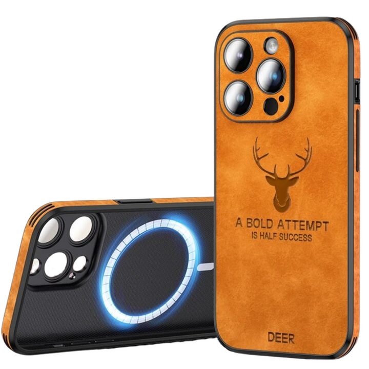 Luxury Deer Leather iPhone Case - Veltro-Orange-iPhone 15 Pro Max-The Livary
