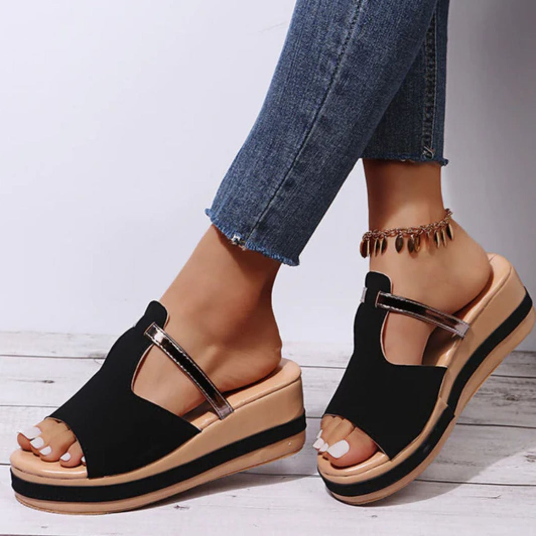Orthopaedic Sandals with Raised Sole - Elevia-Black-2.5-The Livary