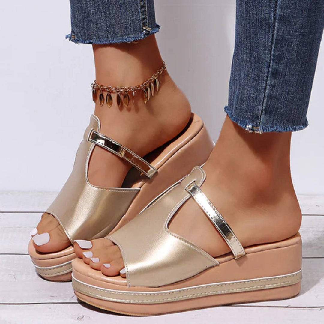 Orthopaedic Sandals with Raised Sole - Elevia-Gold-2.5-The Livary