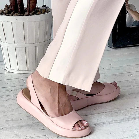 Orthopaedic ladies' comfort sandals with low heel – Livana-White-3-The Livary