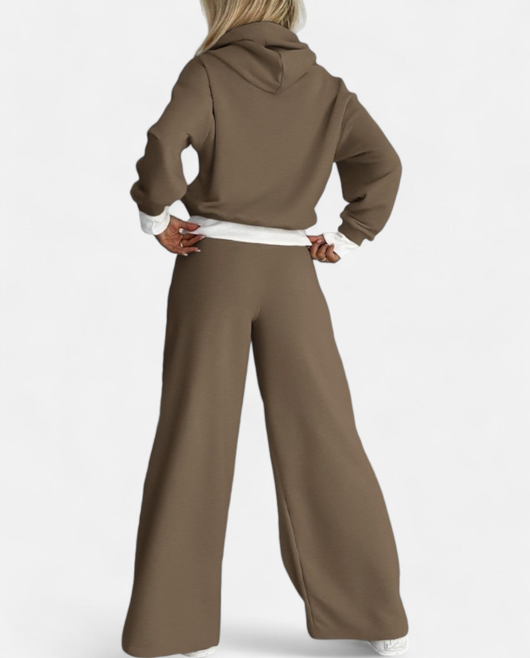 Two-Tone Hoodie Set with Wide Legs - Isabelle-Black-S-The Livary