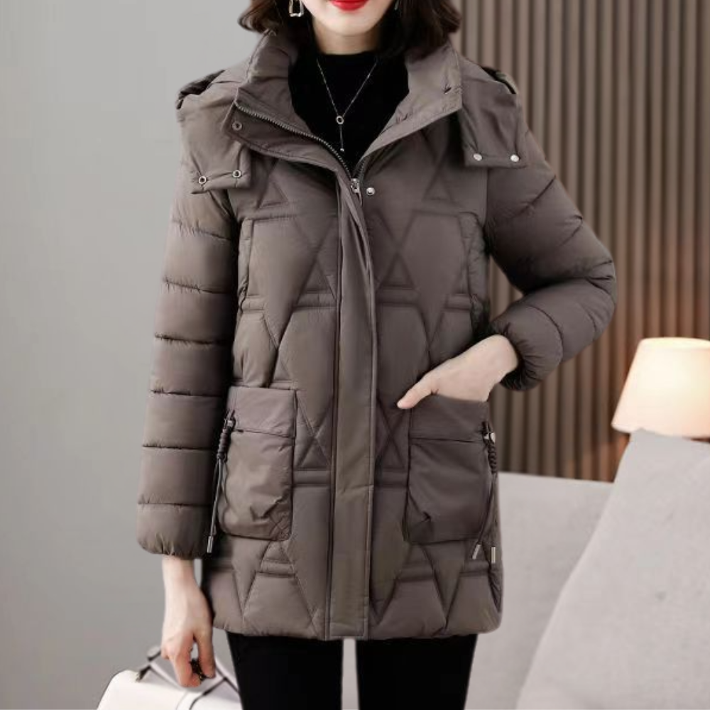 Stylish Quilted Ladies Jacket - Romy-Dark khaki-XS-The Livary