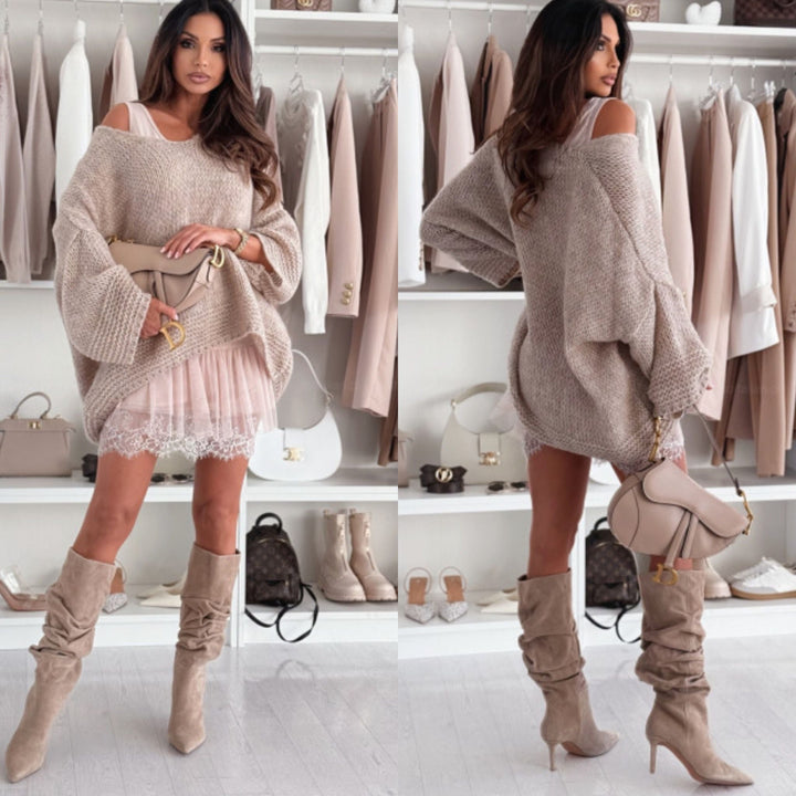 Trendy Off the Shoulder Top - Sarah | A Comfy Must-have!-S (12/14)-Beige-The Livary