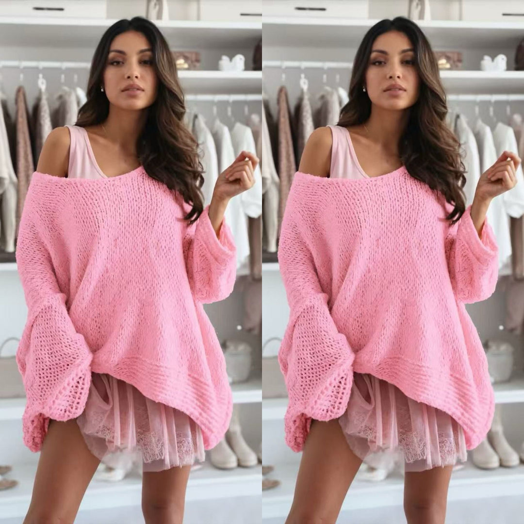 Trendy Off the Shoulder Top - Sarah | A Comfy Must-have!-S (12/14)-Pink-The Livary