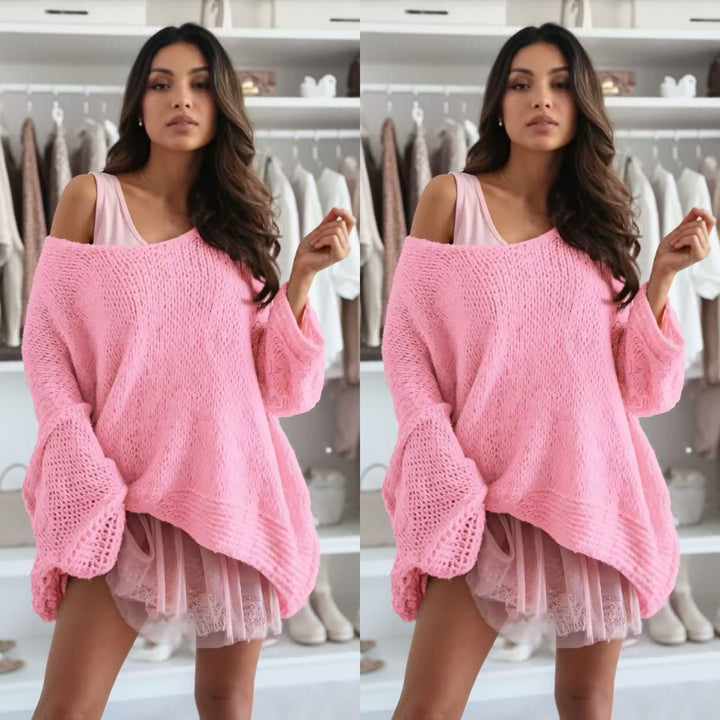 Trendy Off the Shoulder Top - Sarah | A Comfy Must-have!-S (12/14)-Pink-The Livary