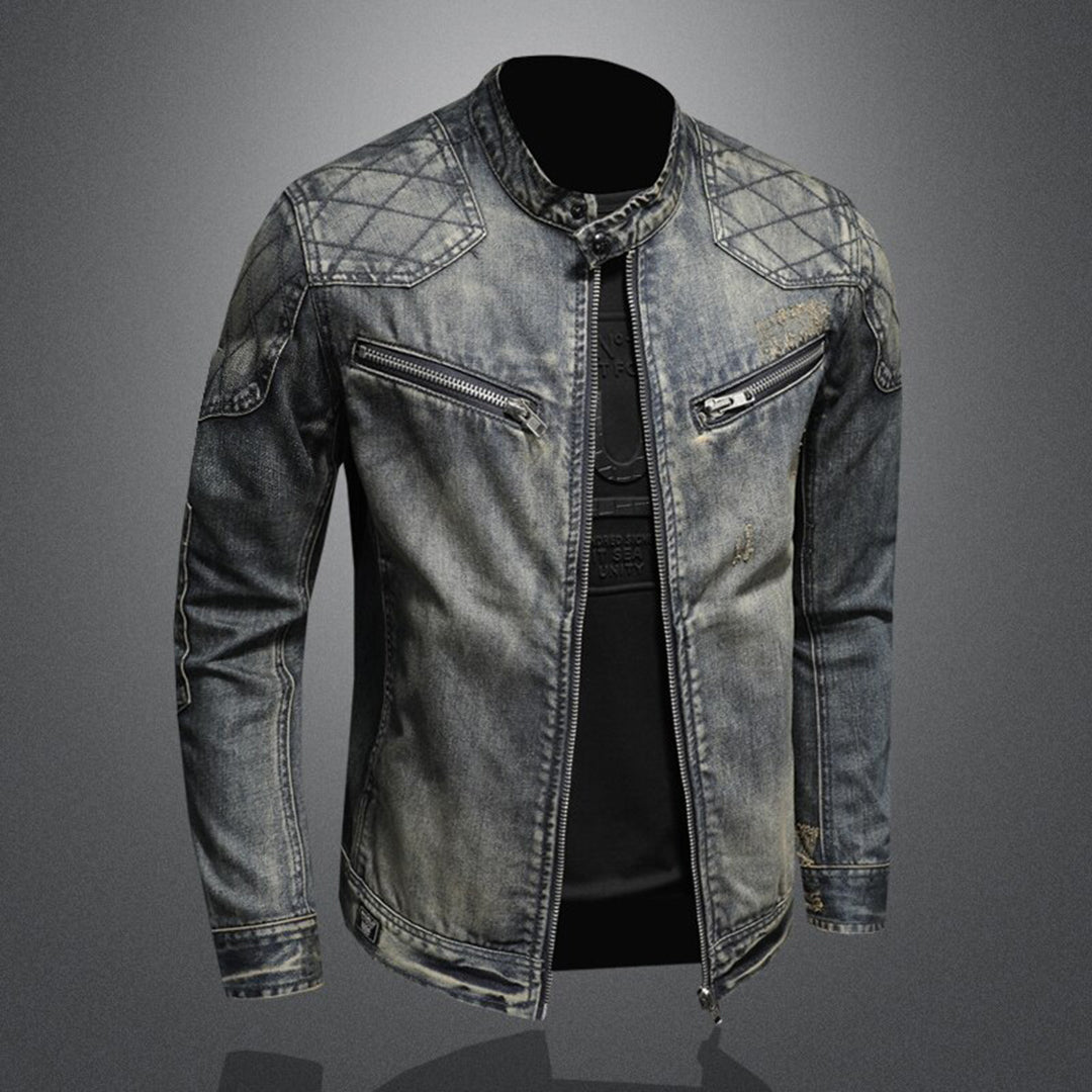 Cool Denim Jacket for Men - Rafael-Denim with Flag-S-The Livary