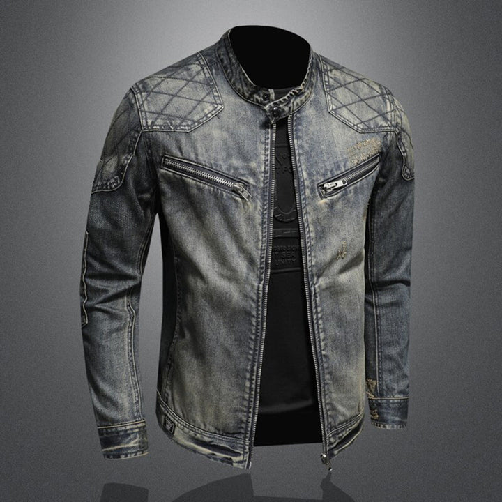 Cool Denim Jacket for Men - Rafael-Denim with Flag-S-The Livary