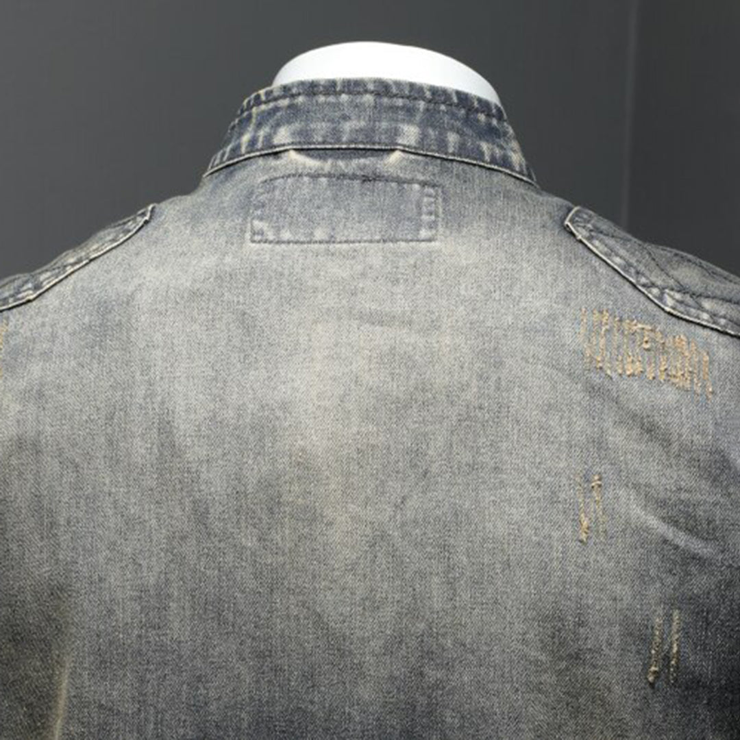 Cool Denim Jacket for Men - Rafael-Denim with Flag-S-The Livary