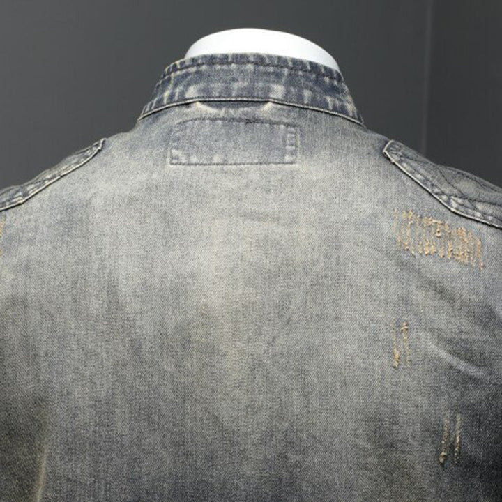 Cool Denim Jacket for Men - Rafael-Denim with Flag-S-The Livary
