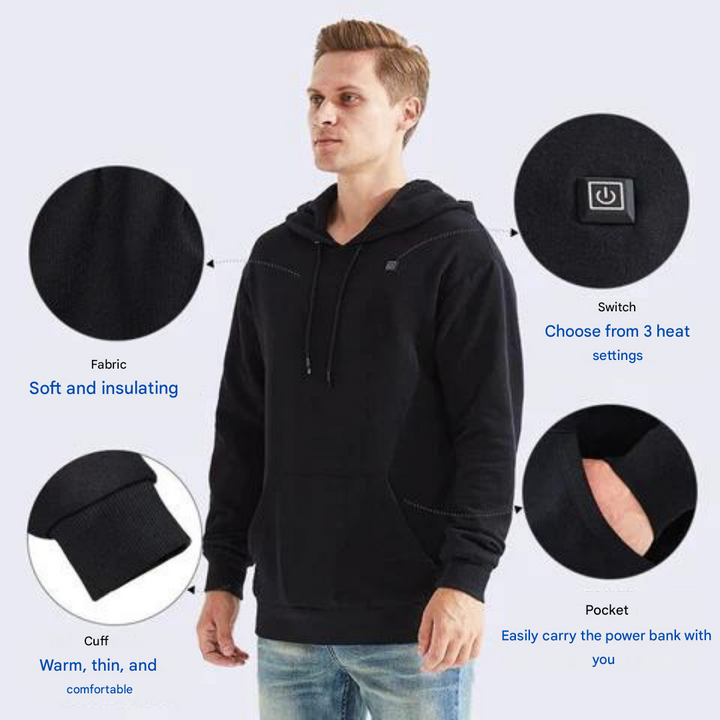 Heated Unisex Hoodie - ThermaHoodie-Grey-S-The Livary