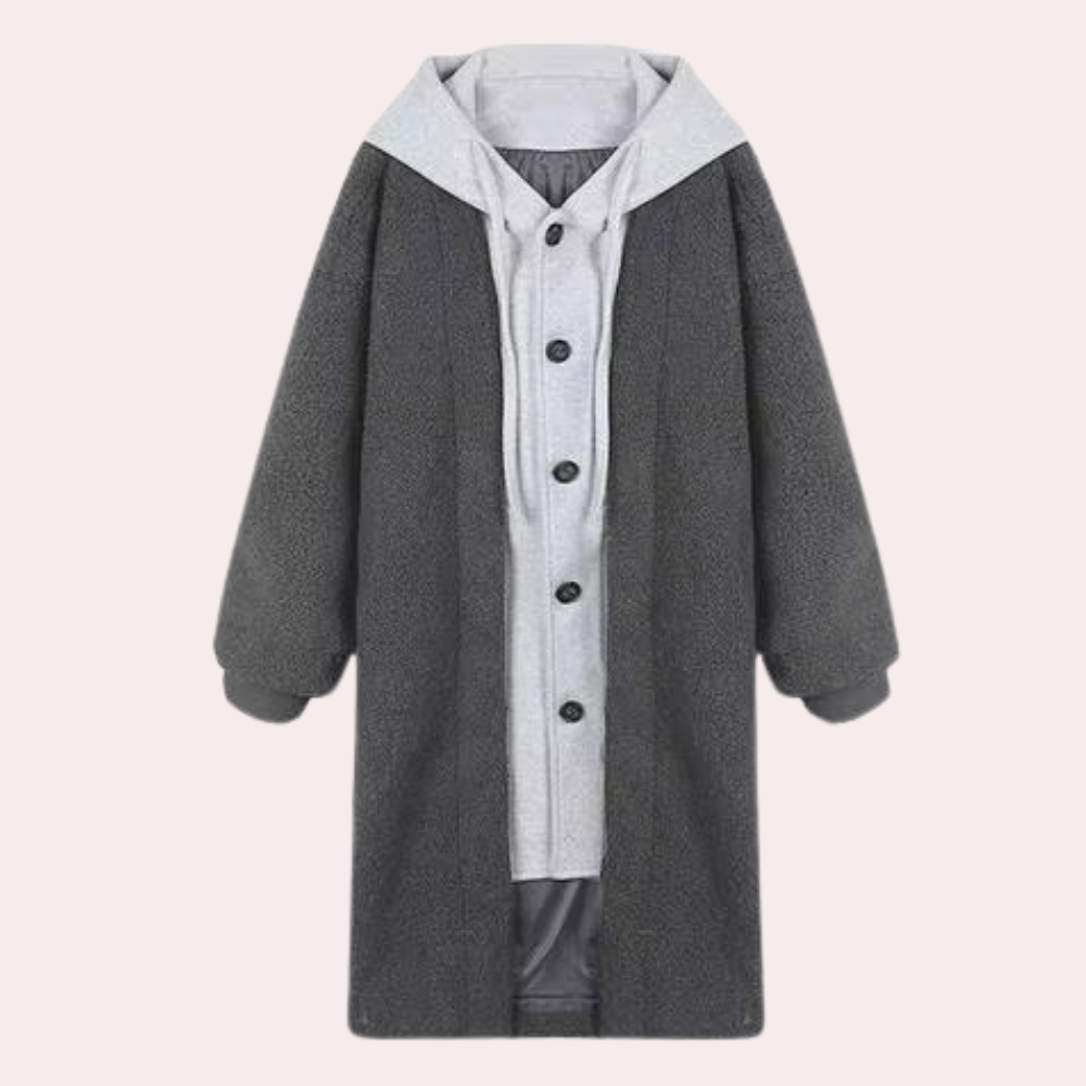 Casual Long Women's Jacket with Hood - Isla-Grey-XS-The Livary