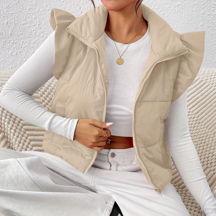 Short Padded Women's Gilet - Romy-Khaki-XS-The Livary