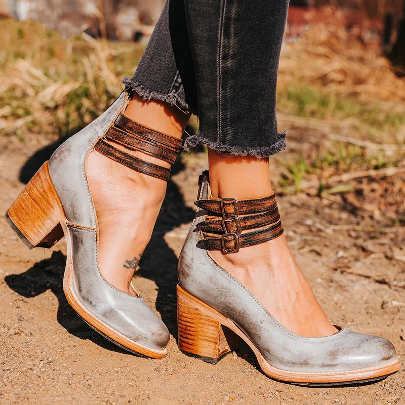 Comfortable & stylish women's leather shoes with non-slip sole – Amalia-Grey-2.5-The Livary