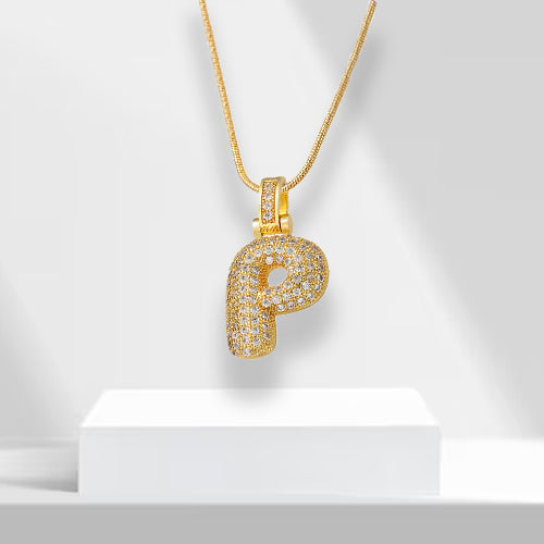 Bubble Letters Necklace with Pendant - LuxeLette-P-The Livary
