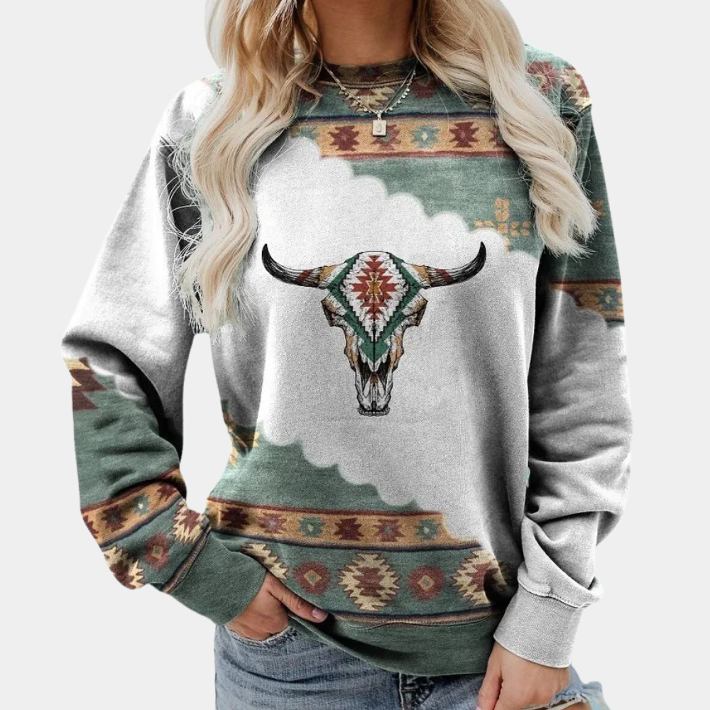 Trendy Printed Women's Sweatshirt - Sienna-White-XS-The Livary