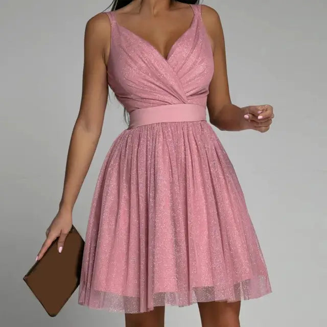 Shimmering Sequin Party Dress - Seraphina-Pink-XS-The Livary