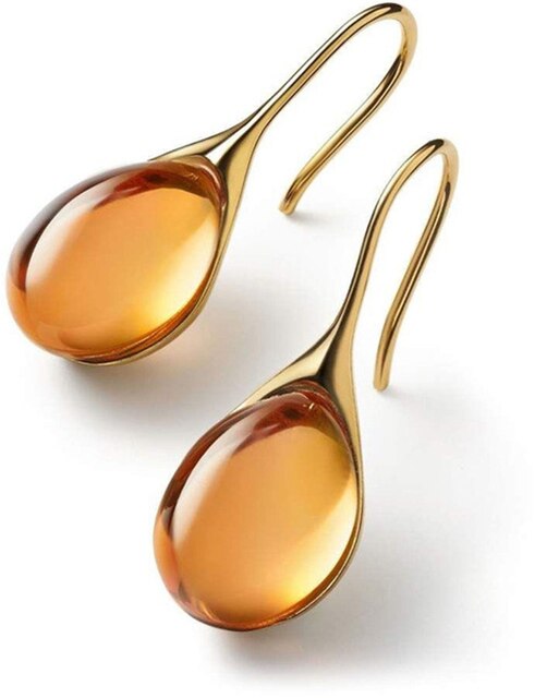 Trendy Crystal Drop Earrings - Celestina-Orange-The Livary