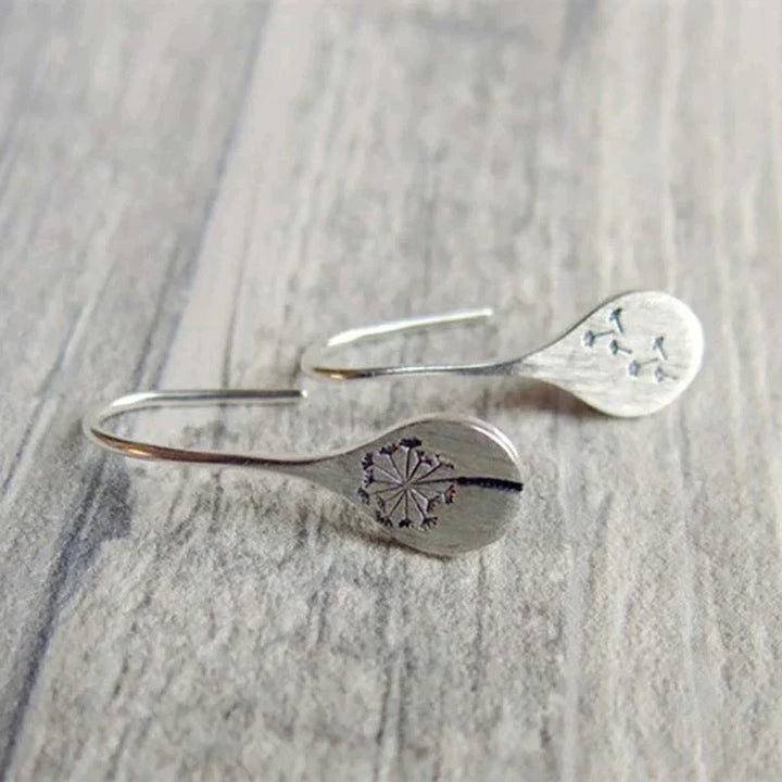 Silver Dandelion Earrings - Amira-The Livary