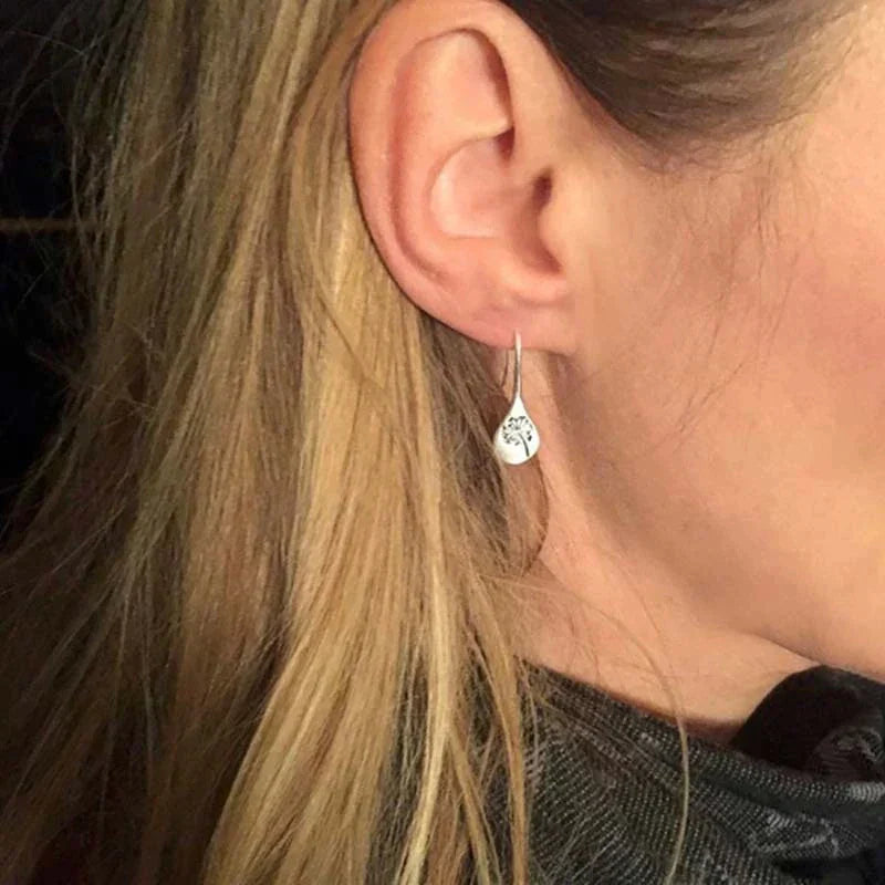 Silver Dandelion Earrings - Amira-The Livary