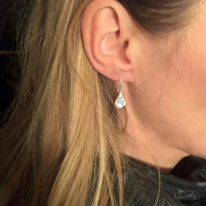Silver Dandelion Earrings - Amira-The Livary