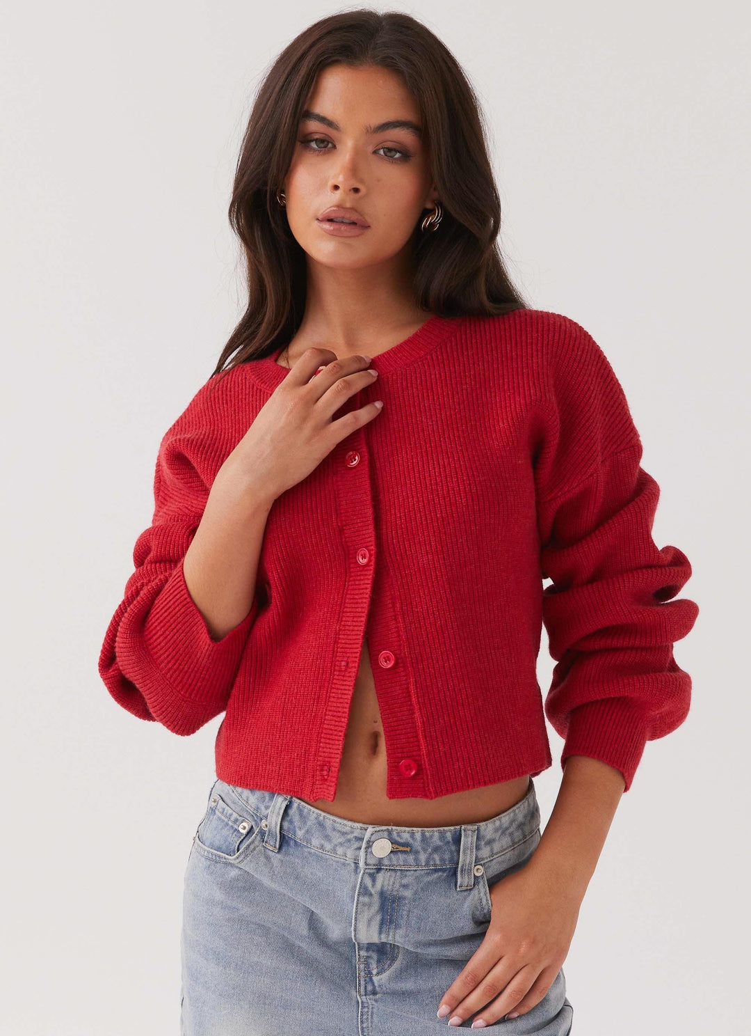 Stylish Red Women's Cardigan - Clarella-XS-The Livary