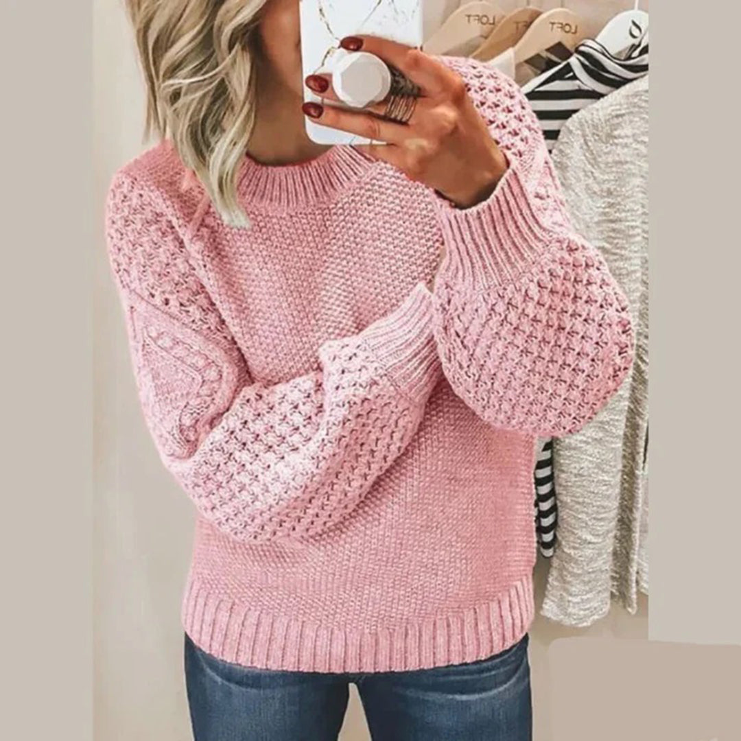 Knitted Women's Sweater - Elina-Pink-S-The Livary