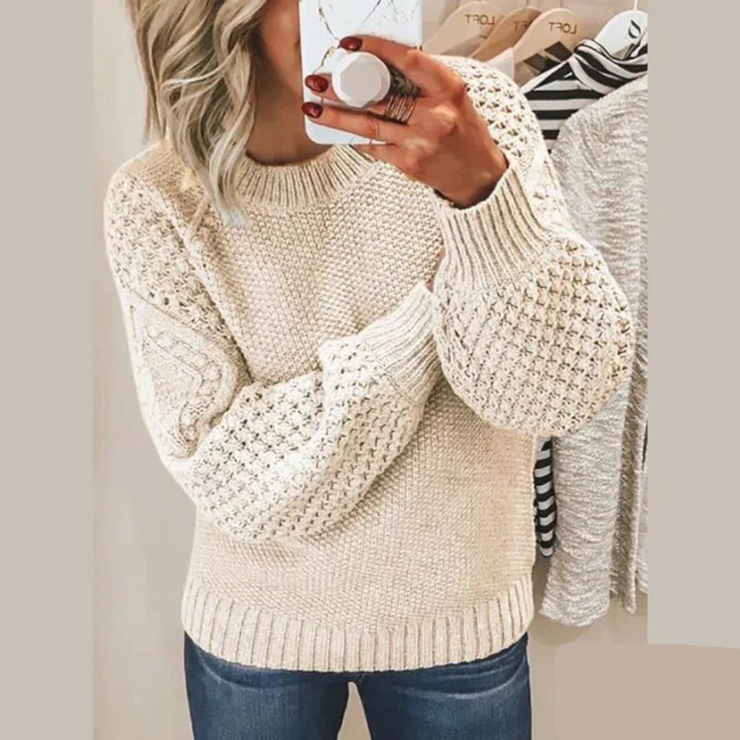 Knitted Women's Sweater - Elina-Beige-S-The Livary
