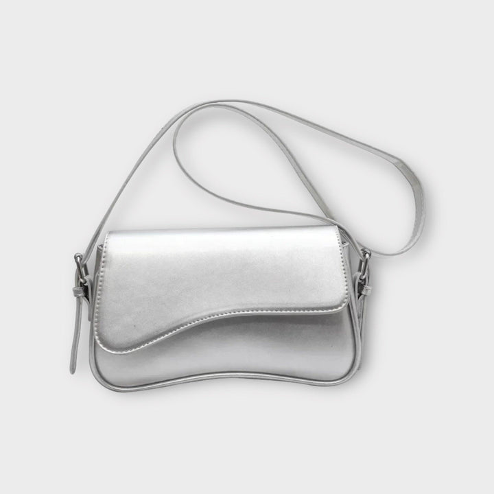 Compact Ladies Shoulder Bag - Sophia-Silver-The Livary