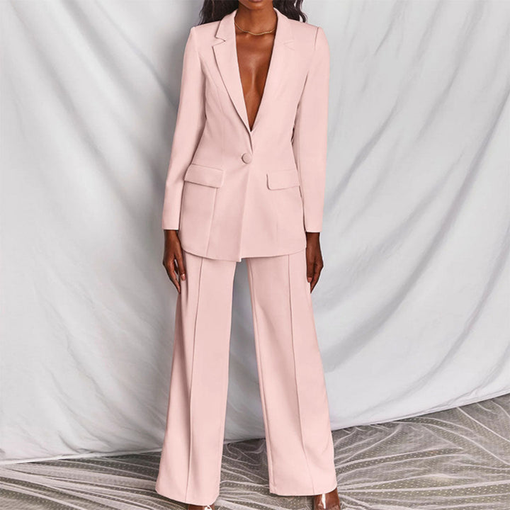 Stylish Blazer and Trouser Set - Ariane-Light Pink-S-The Livary