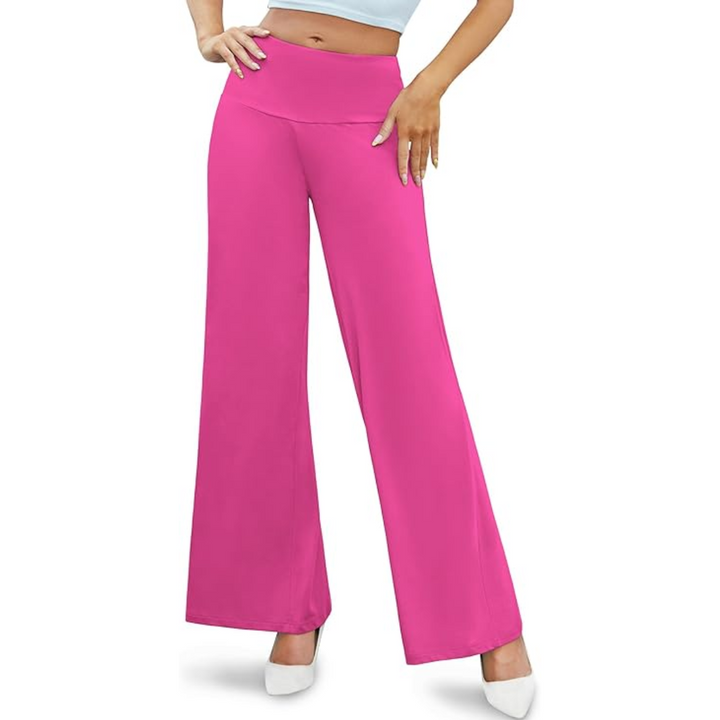 Comfortable High Waist Wide Palazzo Trousers - Oriana-Pink-S-The Livary