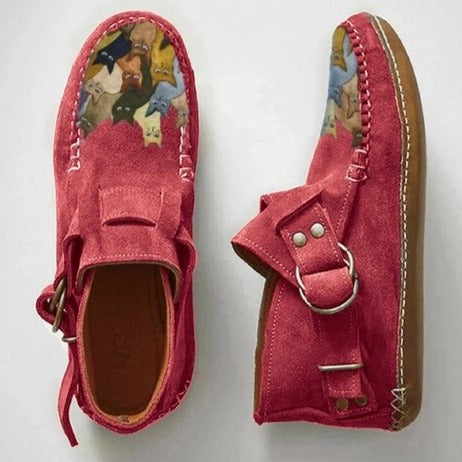 Warm Winter Ankle Boots for Women - Arlette-Red-2.5-The Livary