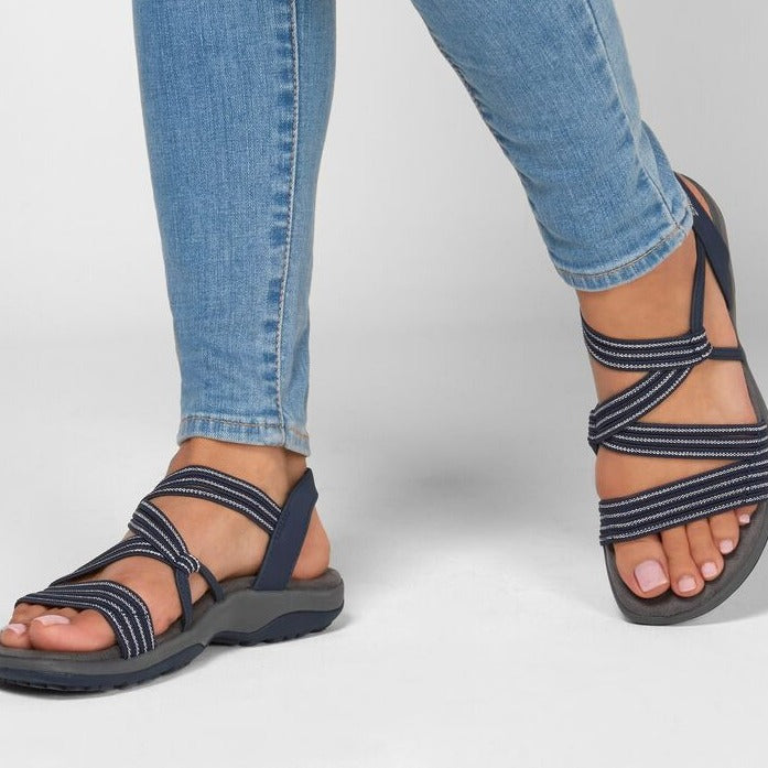 Orthopaedic ladies' sandals with adjustable straps – Elvira-Blue-3-The Livary